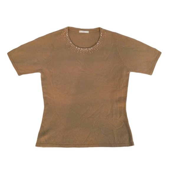 Vintage Short Sleeved Beaded Neckline Sweater - Picture 3 of 7